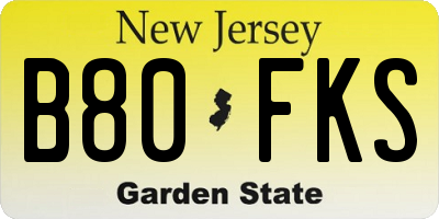 NJ license plate B80FKS