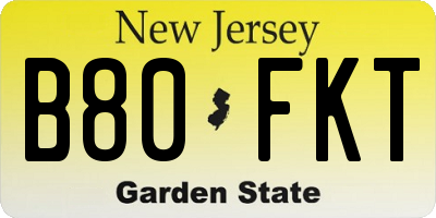 NJ license plate B80FKT