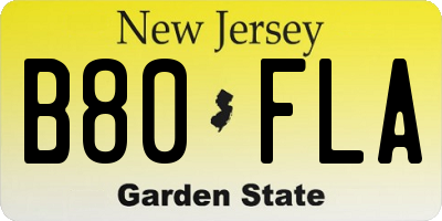 NJ license plate B80FLA