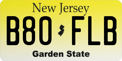 NJ license plate B80FLB