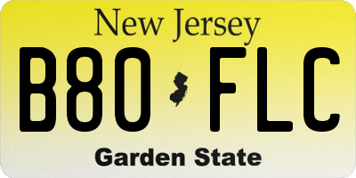 NJ license plate B80FLC