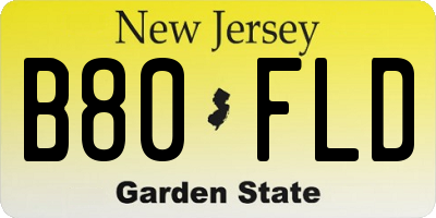 NJ license plate B80FLD