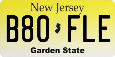 NJ license plate B80FLE