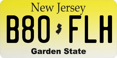 NJ license plate B80FLH