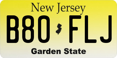 NJ license plate B80FLJ