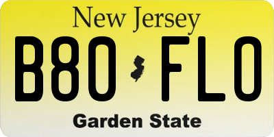 NJ license plate B80FLO