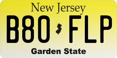 NJ license plate B80FLP