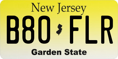 NJ license plate B80FLR