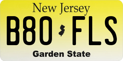NJ license plate B80FLS