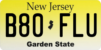 NJ license plate B80FLU