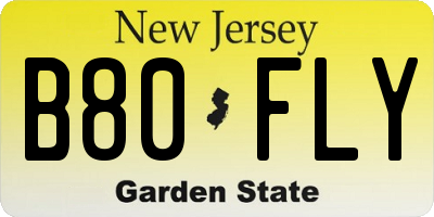 NJ license plate B80FLY