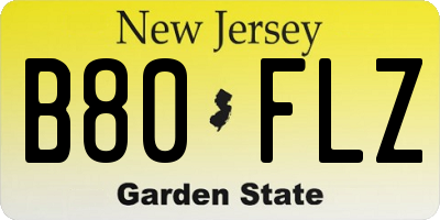 NJ license plate B80FLZ