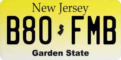 NJ license plate B80FMB