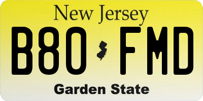 NJ license plate B80FMD