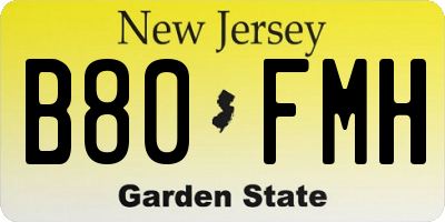 NJ license plate B80FMH