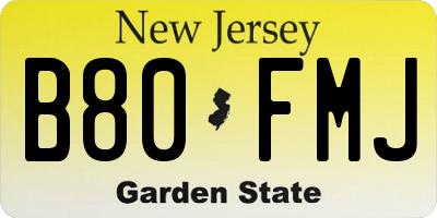 NJ license plate B80FMJ
