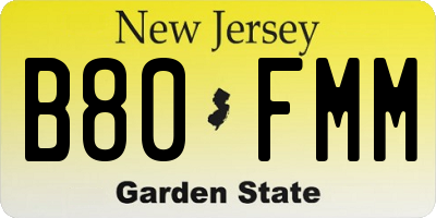 NJ license plate B80FMM