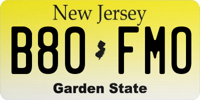 NJ license plate B80FMO