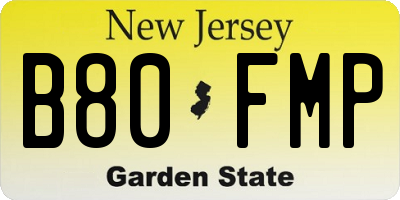 NJ license plate B80FMP