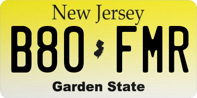 NJ license plate B80FMR