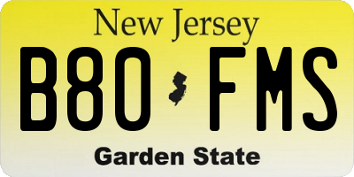 NJ license plate B80FMS