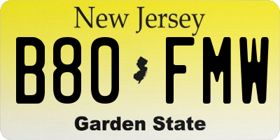 NJ license plate B80FMW