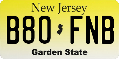 NJ license plate B80FNB