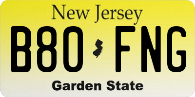 NJ license plate B80FNG