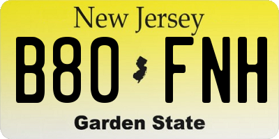 NJ license plate B80FNH