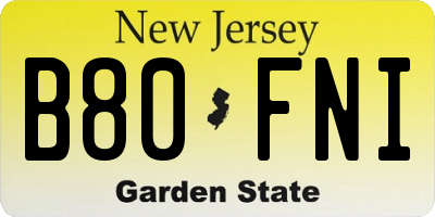NJ license plate B80FNI