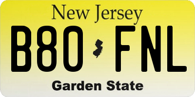 NJ license plate B80FNL