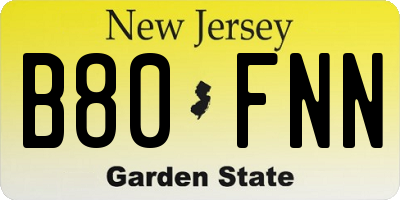 NJ license plate B80FNN