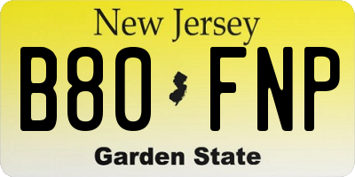 NJ license plate B80FNP
