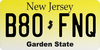 NJ license plate B80FNQ