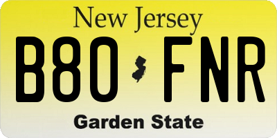 NJ license plate B80FNR