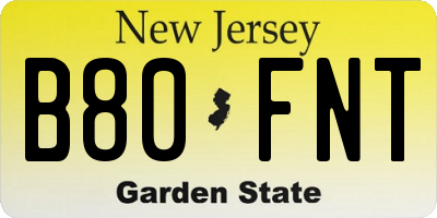 NJ license plate B80FNT