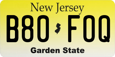 NJ license plate B80FOQ