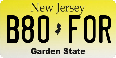 NJ license plate B80FOR