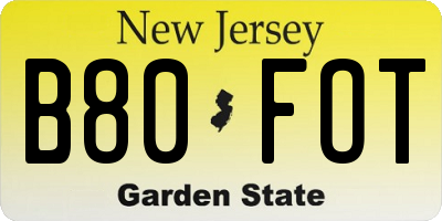 NJ license plate B80FOT
