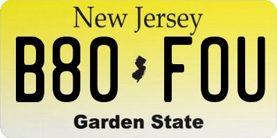 NJ license plate B80FOU