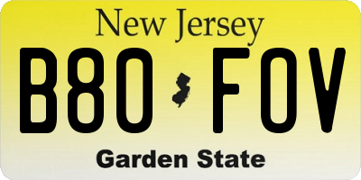NJ license plate B80FOV