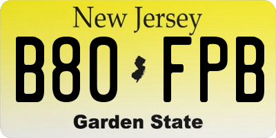 NJ license plate B80FPB