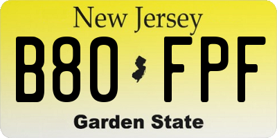 NJ license plate B80FPF