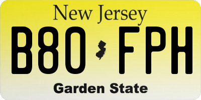 NJ license plate B80FPH