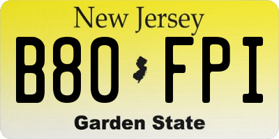 NJ license plate B80FPI