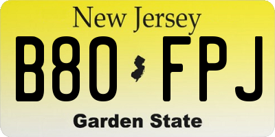 NJ license plate B80FPJ