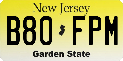 NJ license plate B80FPM