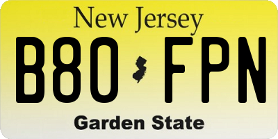 NJ license plate B80FPN