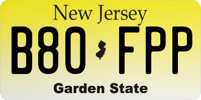 NJ license plate B80FPP