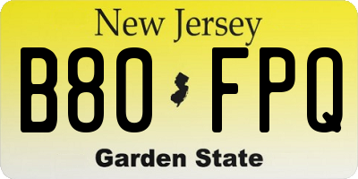 NJ license plate B80FPQ